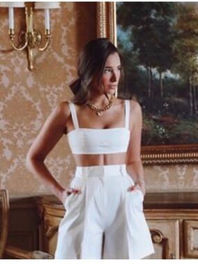 DANIELLE BERNSTEIN Olive Green Cropped Bustier Top and Bottom Set WORN ONCE